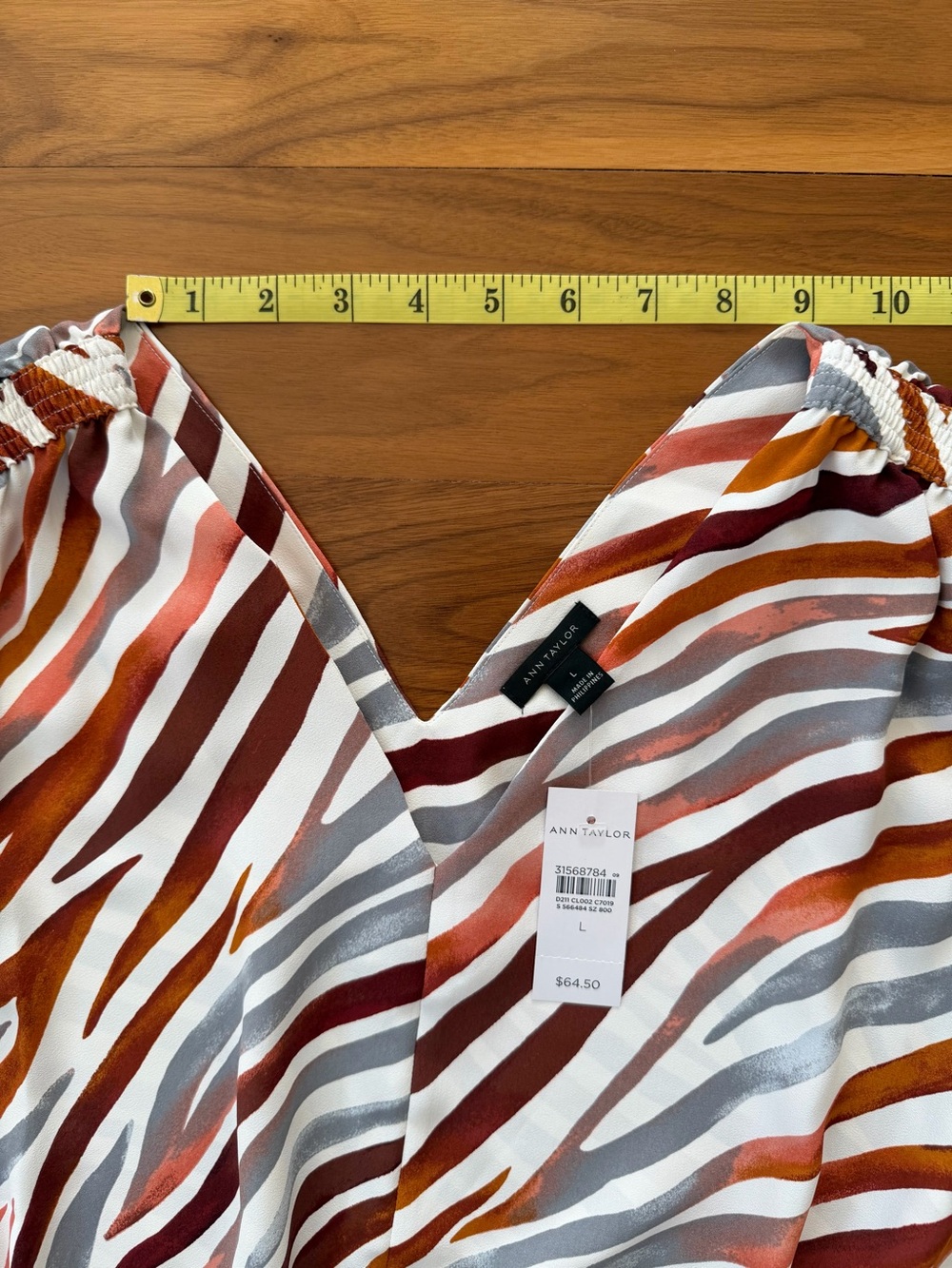 NWT Ann Taylor Zebra Stripe Moroccan Spice Sleeveless Peplum Top Size L Brown - Picture 13 of 16